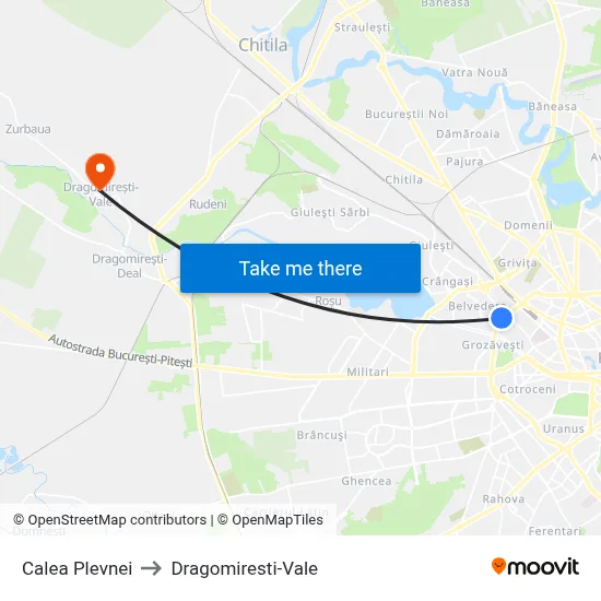 Calea Plevnei to Dragomiresti-Vale map