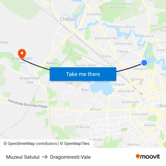 Muzeul Satului to Dragomiresti-Vale map