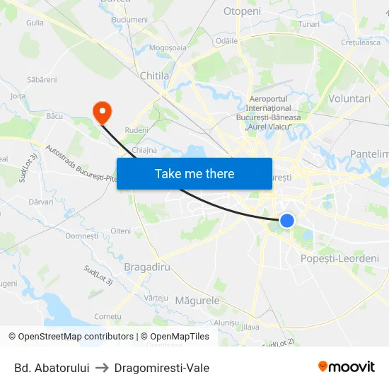 Bd. Abatorului to Dragomiresti-Vale map