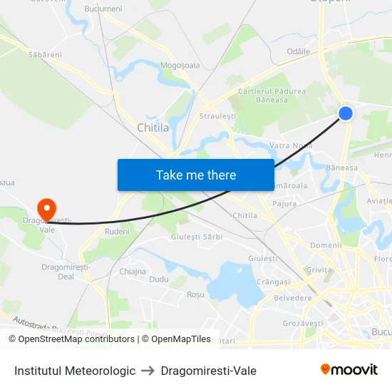 Institutul Meteorologic to Dragomiresti-Vale map