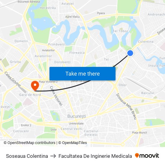 Soseaua Colentina to Facultatea De Inginerie Medicala map