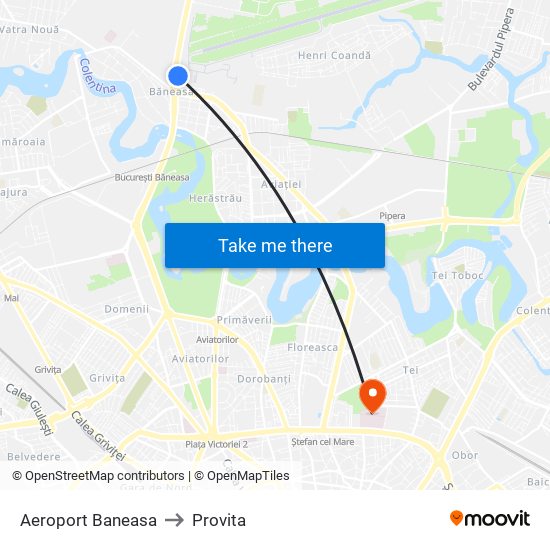 Aeroport Baneasa to Provita map