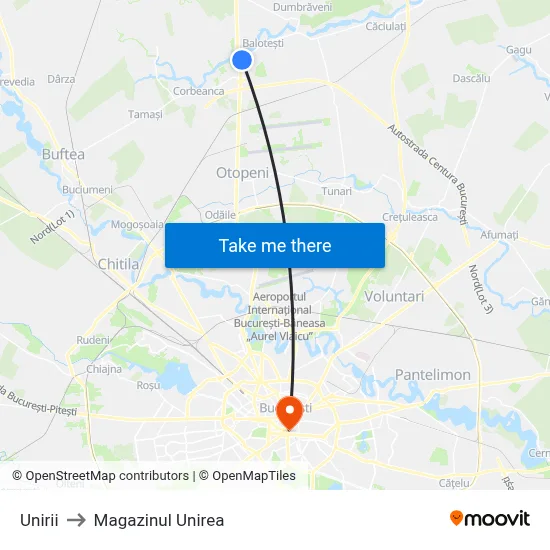 Unirii to Magazinul Unirea map