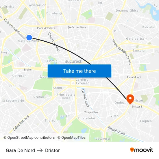 Gara De Nord to Dristor map