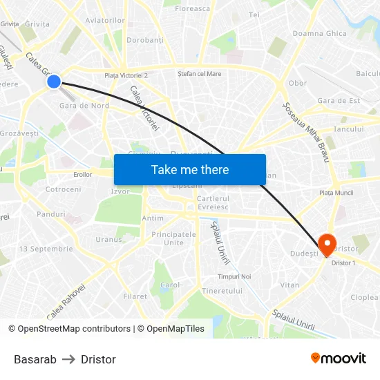Basarab to Dristor map
