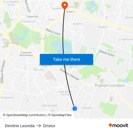 Dimitrie Leonida to Dristor map