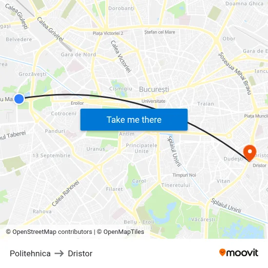 Politehnica to Dristor map