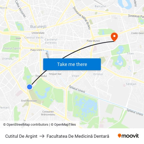 Cutitul De Argint to Facultatea De Medicină Dentară map