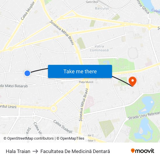 Hala Traian to Facultatea De Medicină Dentară map