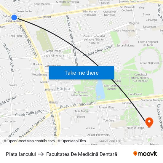 Piata Iancului to Facultatea De Medicină Dentară map