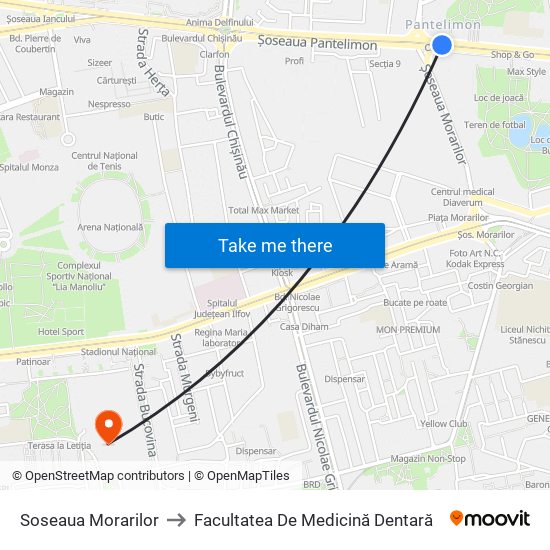 Soseaua Morarilor to Facultatea De Medicină Dentară map