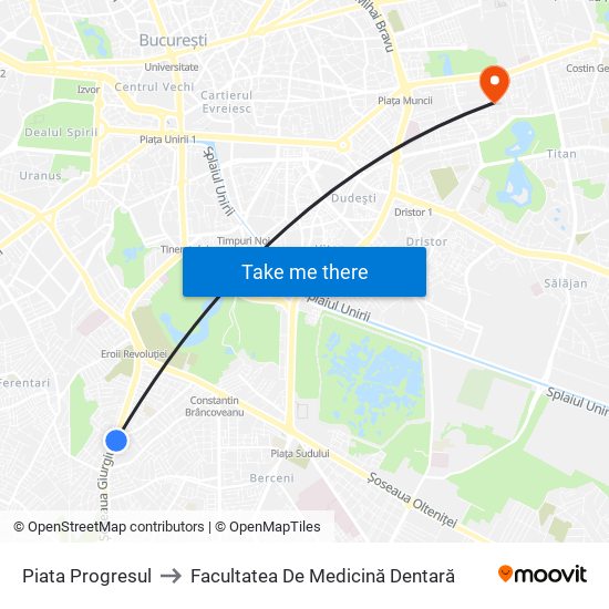 Piata Progresul to Facultatea De Medicină Dentară map