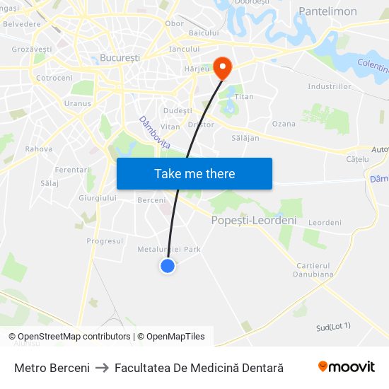 Metro Berceni to Facultatea De Medicină Dentară map