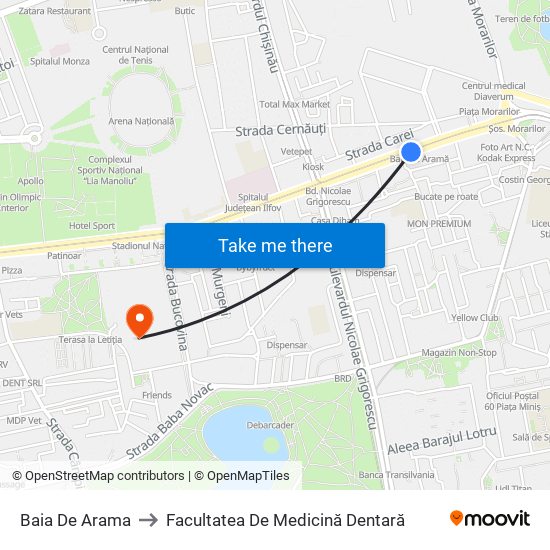 Baia De Arama to Facultatea De Medicină Dentară map