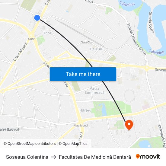 Soseaua Colentina to Facultatea De Medicină Dentară map