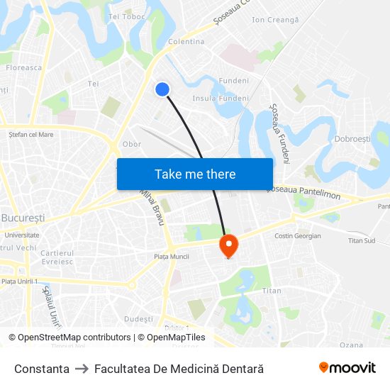 Constanta to Facultatea De Medicină Dentară map