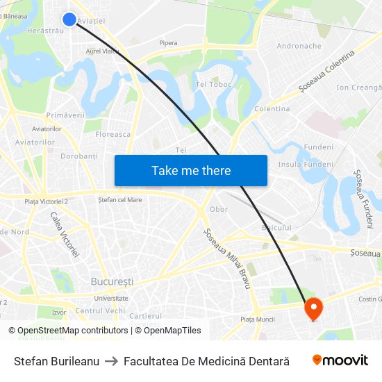 Stefan Burileanu to Facultatea De Medicină Dentară map