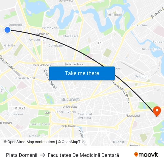 Piata Domenii to Facultatea De Medicină Dentară map