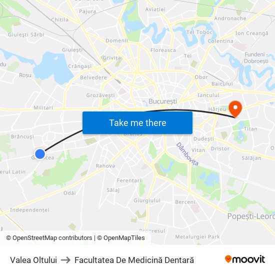 Valea Oltului to Facultatea De Medicină Dentară map