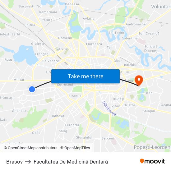 Brasov to Facultatea De Medicină Dentară map