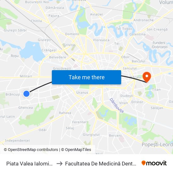 Piata Valea Ialomitei to Facultatea De Medicină Dentară map