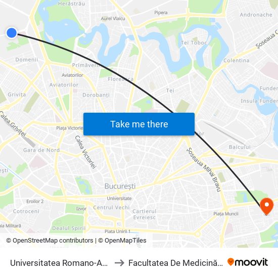 Universitatea Romano-Americana to Facultatea De Medicină Dentară map