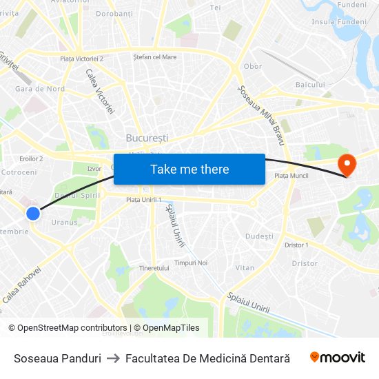 Soseaua Panduri to Facultatea De Medicină Dentară map