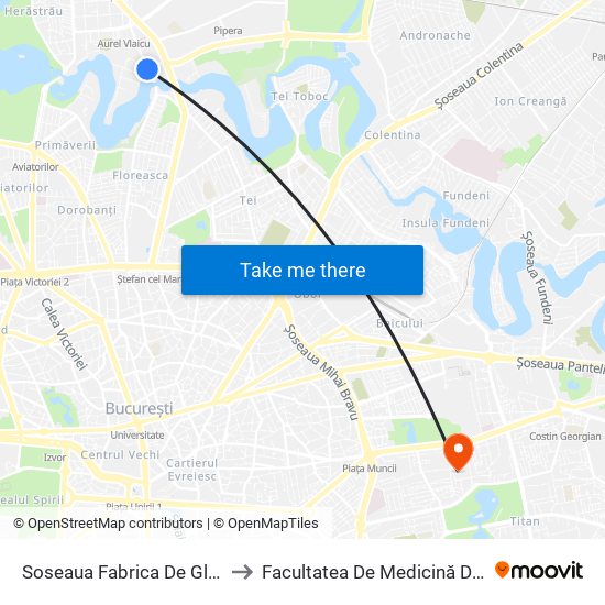 Soseaua Fabrica De Glucoza to Facultatea De Medicină Dentară map