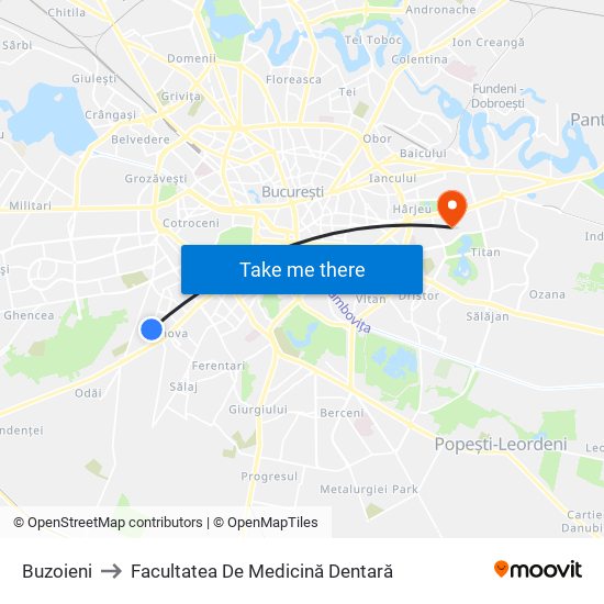 Buzoieni to Facultatea De Medicină Dentară map