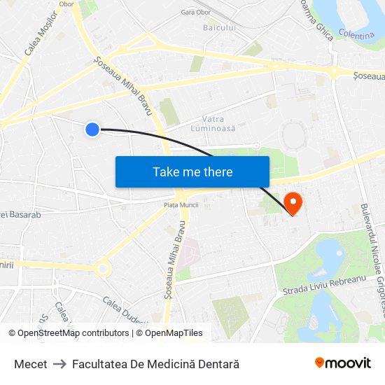 Mecet to Facultatea De Medicină Dentară map