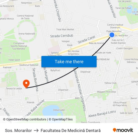 Sos. Morarilor to Facultatea De Medicină Dentară map