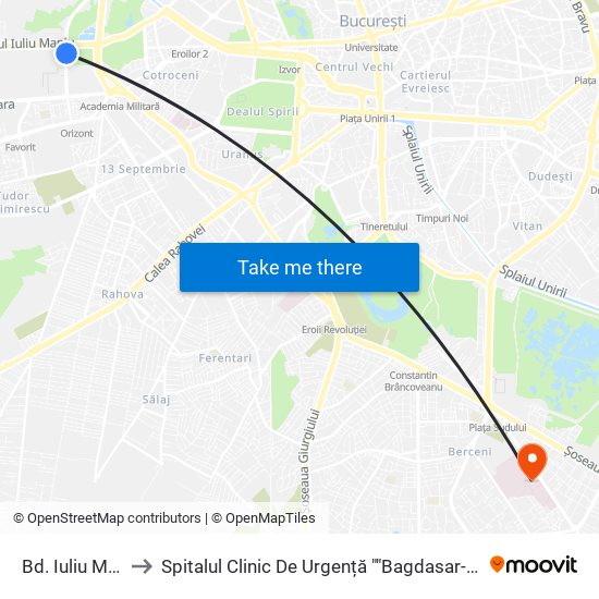 Bd. Iuliu Maniu to Spitalul Clinic De Urgență ""Bagdasar-Arsenie"" map