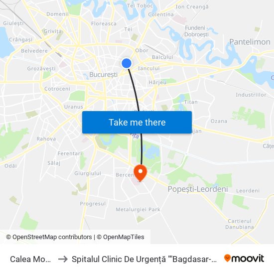 Calea Mosilor to Spitalul Clinic De Urgență ""Bagdasar-Arsenie"" map