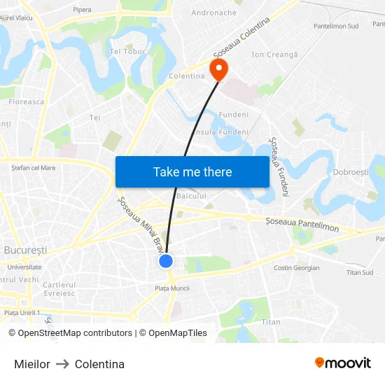 Mieilor to Colentina map