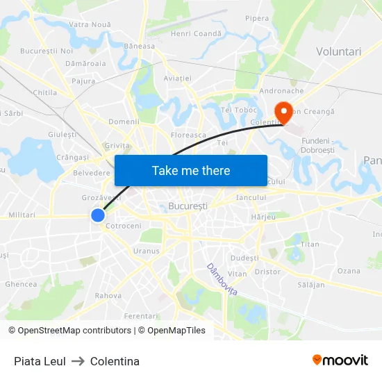 Piata Leul to Colentina map