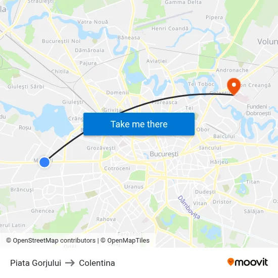 Piata Gorjului to Colentina map