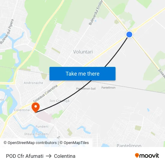 POD Cfr Afumati to Colentina map