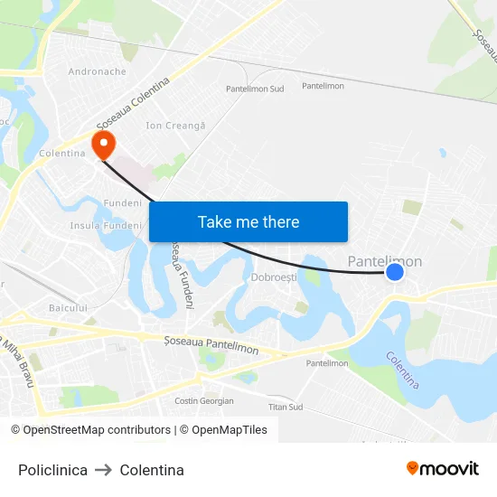 Policlinica to Colentina map