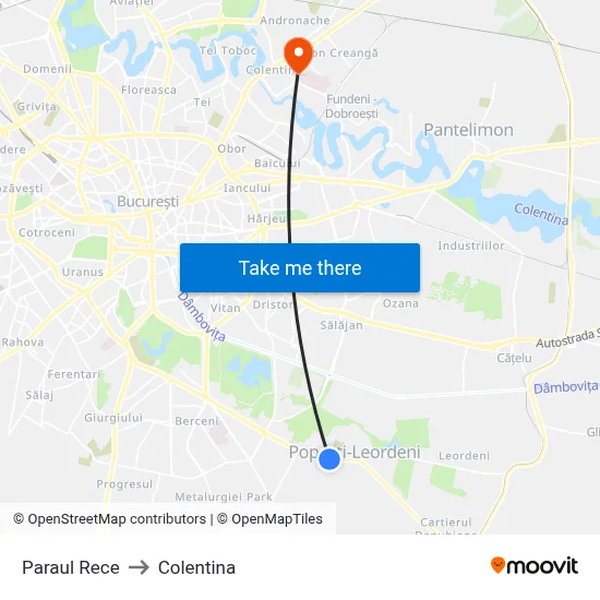 Paraul Rece to Colentina map