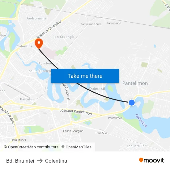 Bd. Biruintei to Colentina map