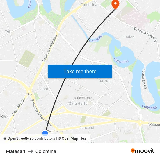 Matasari to Colentina map