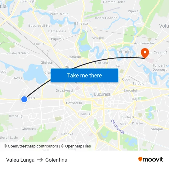 Valea Lunga to Colentina map