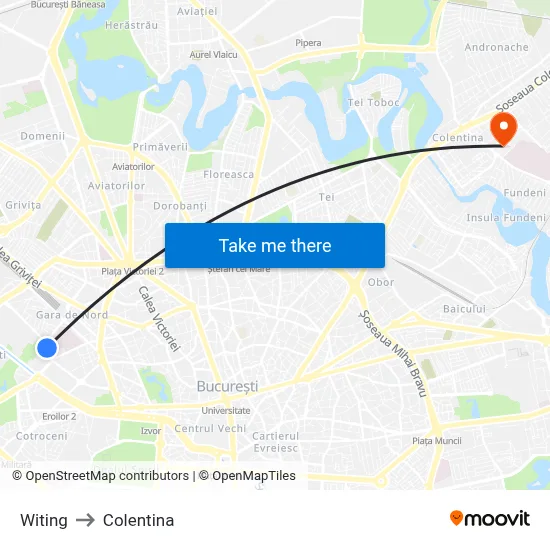 Witing to Colentina map