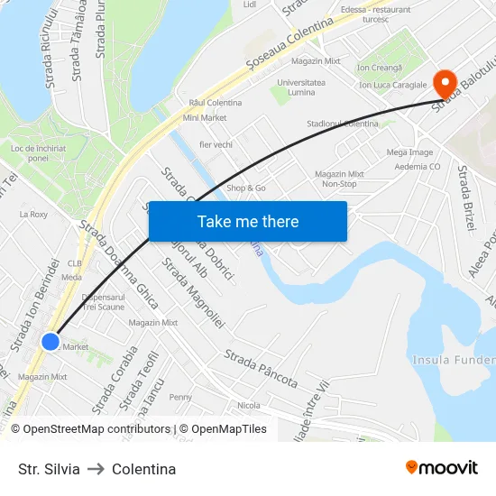 Str. Silvia to Colentina map