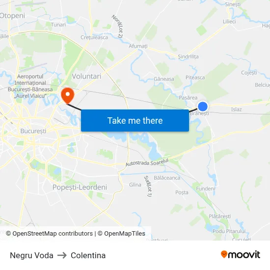 Negru Voda to Colentina map