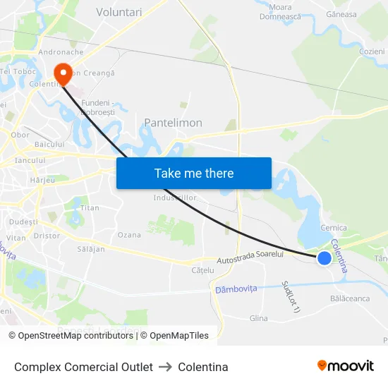 Complex Comercial Outlet to Colentina map