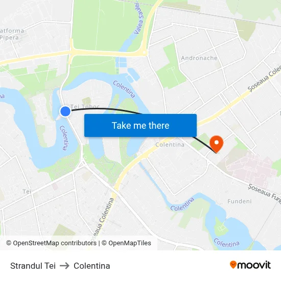 Strandul Tei to Colentina map