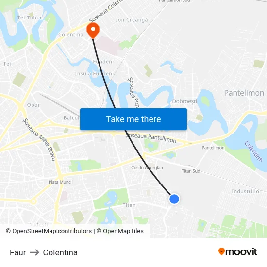 Faur to Colentina map