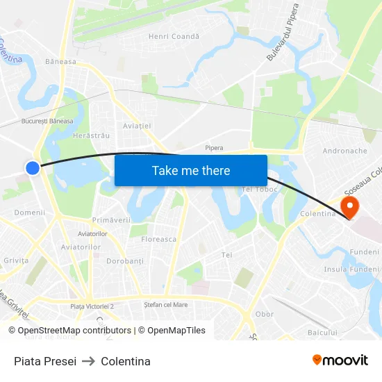 Piata Presei to Colentina map