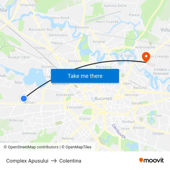 Complex Apusului to Colentina map
